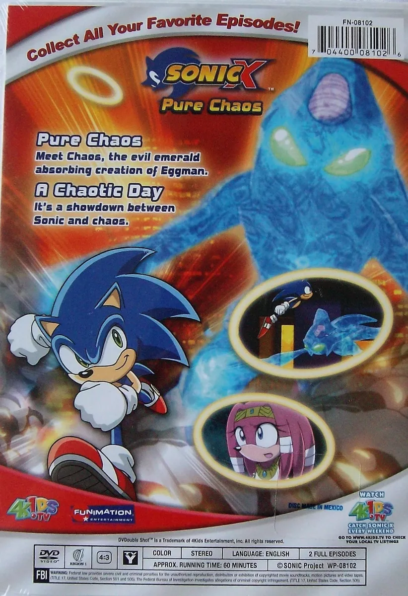 Lot of 2 Sonic X: Pure Chaos Emerald Chaos DVD Slim Cases