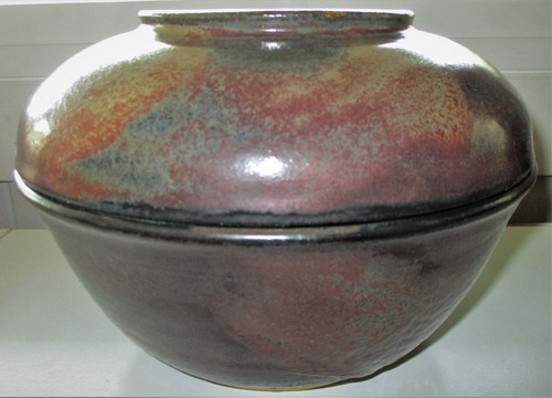 1995 SIGNED GLAZED COVERED POTTERY BOWL Standen 6 1/2" H x 9" Diameter - Picture 12 of 12