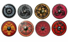 Wooden Viking Shield 24'' Handmade Round Wooden Templar Shield Set of 8 Unit