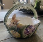 Fitz And Floyd Painting Easter Eggs Ceramic Basket Candy Dish Decor