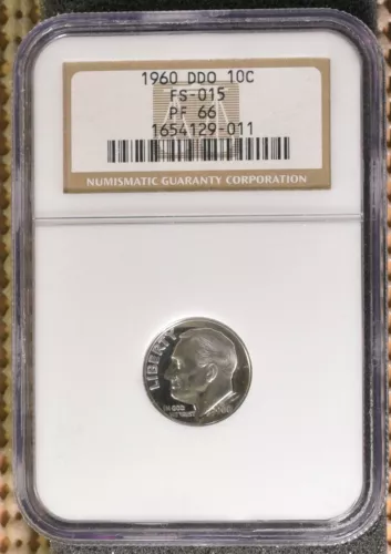 1960 DDO  10C NGC PF66 FS-015 Error Double Die Proof 90% Silver PR66