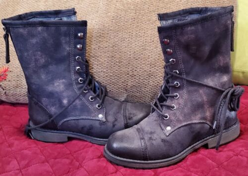 Roxy Surf Co. Concord Lace Up Distressed Black Boots Woman 7 - Picture 1 of 11