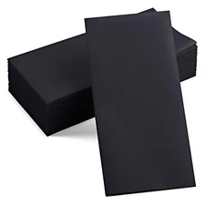 Renova Rectangular Black Dinner Napkins -  25 Sheets/Pack, 2-Ply, Linen-Feel