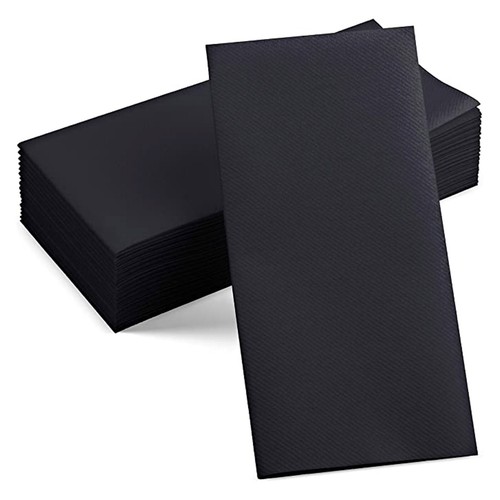 Renova Rectangular Black Dinner Napkins - 25 Sheets/Pack, 2-Ply, Linen-Feel - 第 1/11 張圖片