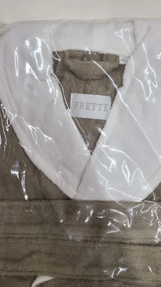 Frette Tarry Accappatoio Extra Large Taupe/Bianco 100% Cotone - Immagine 3 di 4
