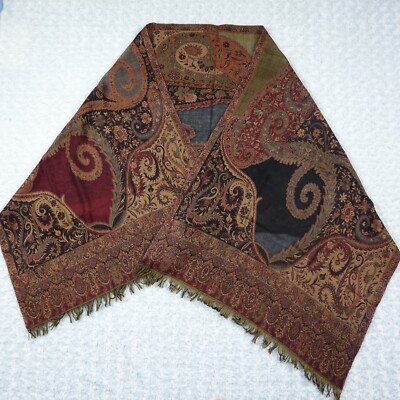 Ginza Takimoto Gallery Multi Color Wool Scarf Scarves Long Size 27''X80''