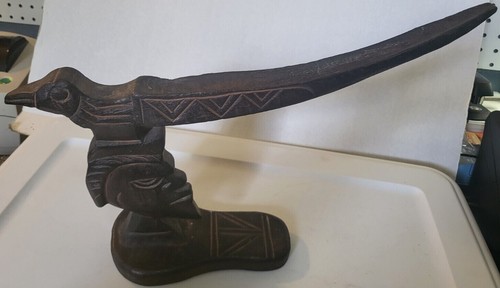 Retro Incense Burner Carved Bird on Top of a Tribal Face - Picture 3 of 7