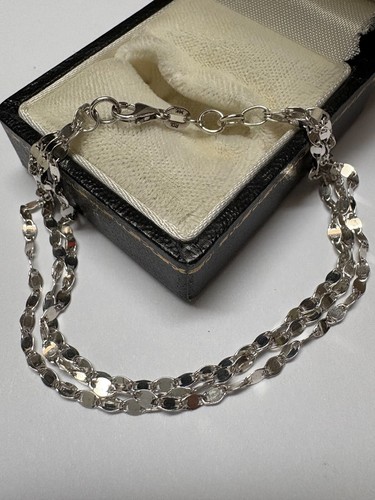 VINTAGE 14K WHITE GOLD THREE STRAND BRACELET. 7 1/4 INCHES