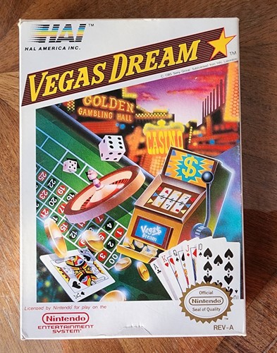 Vintage 1989 Nintendo NES HAL America VEGAS DREAM Game Poster Rg Card Sleeve Box - Picture 4 of 13