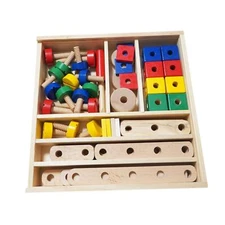 Wooden Nut and Bolts Toy Building Construction Set for Kids Birthday Gift