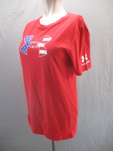 Under Armour Size XL Girls Red Cotton Blend Short Sleeve Long Athletic Top 205 - Picture 3 of 9