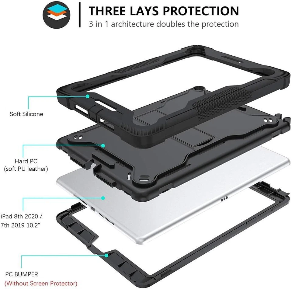 For iPad Pro 13 iPad Pro 11 2024 Shockproof Heavy Duty Armor Kickstand Hard Case - Image 2 of 4