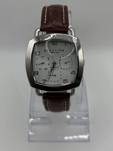 Kenneth Cole Reaction RK-1021 Analog Quartz Leather S-Steel men's Wristwatch - Picture 2 of 9