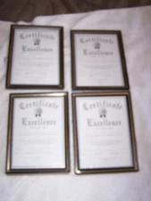Brand New Set of 4 Certificate of Excellence Frames with Glass