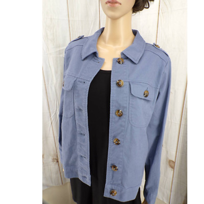 Christopher & Banks Women's Slate Blue Jacket Button Front Cotton Denim Size M