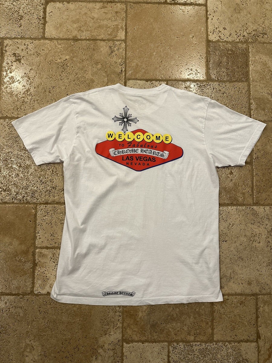 Chrome Hearts Welcome to Las Vegas Scroll Logo White Tee￼ | eBay