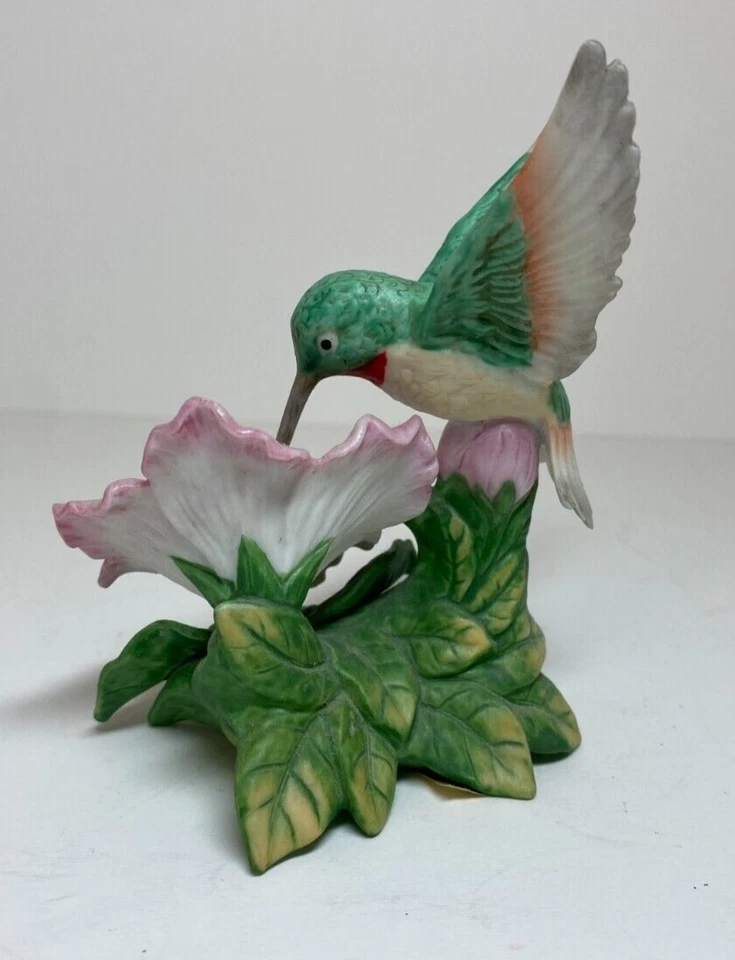 Hummingbird On A Flower Porcelain Figurine By Homco 1429  - Image 2 of 4