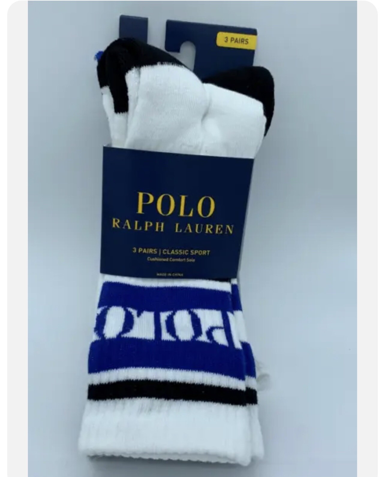 SAOLA Calze Polo Ralph Lauren Classic Sport Imbottite Suola Comfort Crew 3 Paia 10 13