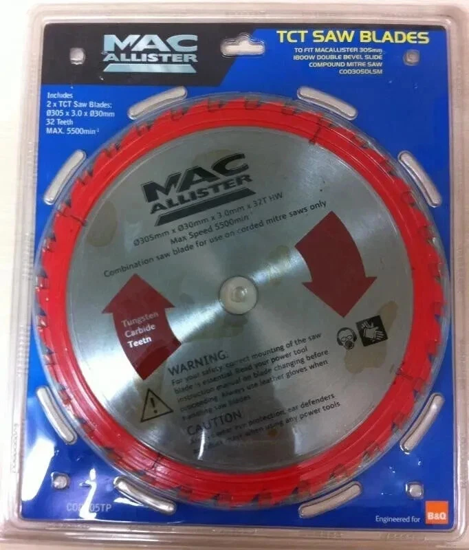 Macallister 2pc 305mm Tct Circular Mitre Saw Blade Blades 30mm Bore 32 Teeth NEW