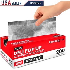 Pre-Cut Aluminum Foil Sheets 200 Count Heavy Duty Cooking Grilling Food Wrap New