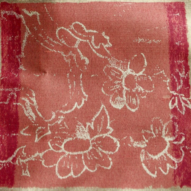 Green Hand-Painted Asian-Inspired Silk Fabric 54" x 2 7/8 Yards - Image 3 of 4