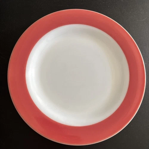 VTG Pyrex Red Banded Milk Glass 10” Dinner Plate