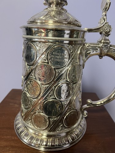 ESTATE COIN TANKARD SILVER COATED Sold As Is - Picture 2 of 12