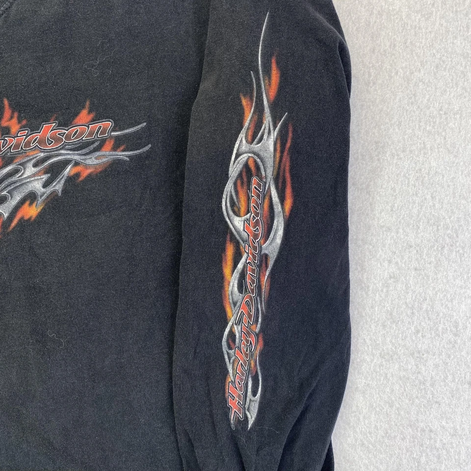 Vintage Harley-Davidson Shirt Womens Large Black Flame Long Sleeve USA 2000s - Image 4 of 4