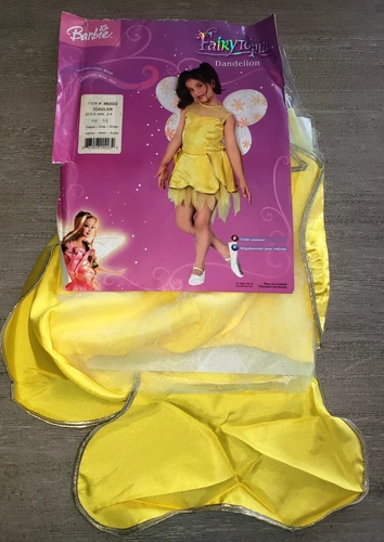 girls NEW BARBIE DANDELION HALLOWEEN COSTUME size 2/4 FAIRYTOPIA yellow WINGS