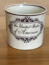 United State Of America 19th Century Staffordshire Cup With Two Eagles Rare