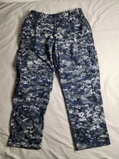 Vintage US Military Navy Camo Pants Trousers Mens Sz Large Short Blue Combat USA
