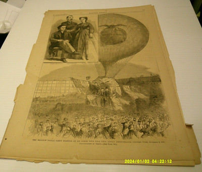 11/25/1865,HARPERS  FULL PAGE, BALLOON BRIDAL PARTY LEAVING AMPHITHEATRE CENTRAL