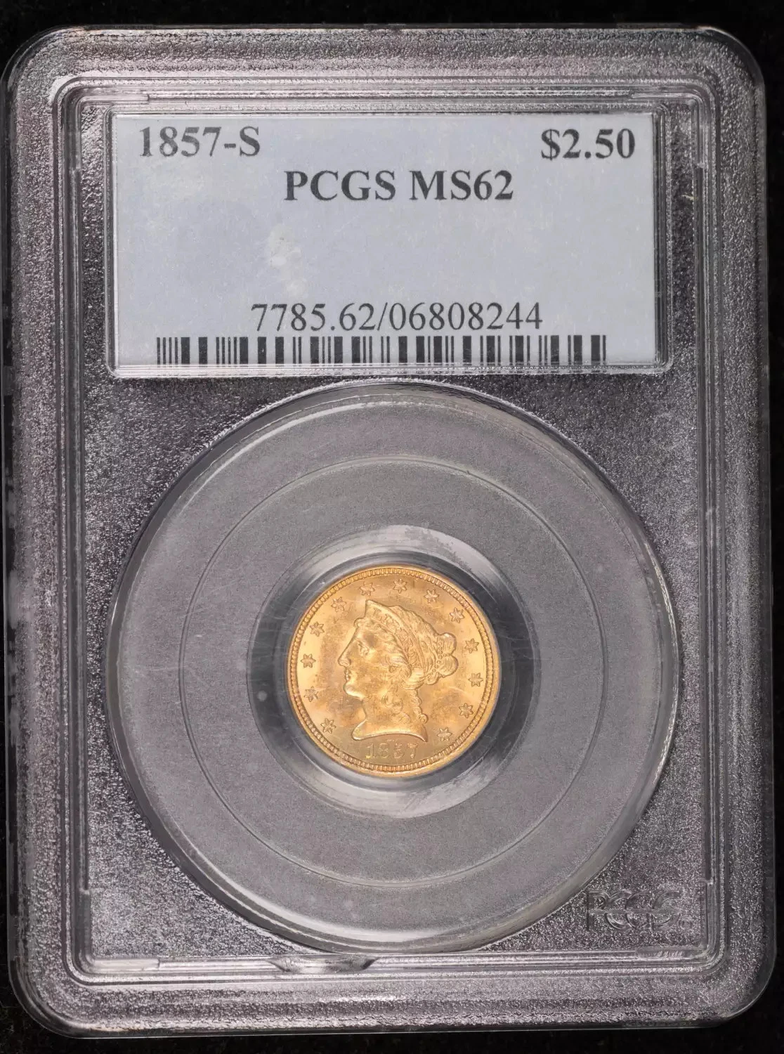 1857 S $2.50 Gold Liberty Head Quarter Eagle PCGS MS-62