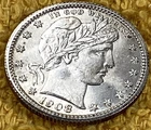 1908 Barber Quarter 25c. Choice Cartwheel Luster (see Video). FREE SHIPPING.