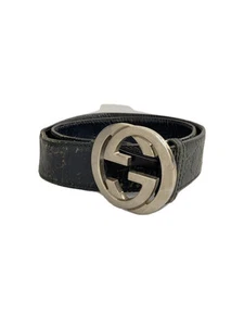 Ceinture GUCCI cuir noir motif total homme 114984 212956 80 32 Occasion