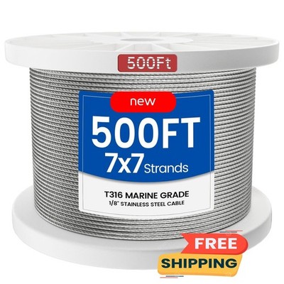 Sistema de barandilla de cable de acero inoxidable de 152 m y 3 mm (1/8''). Cable