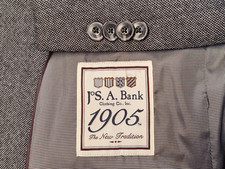 JOS A BANK 1905 Sz 41R 100 Coat Blazer Jacket Slim Fit Gray Blue Microcheck