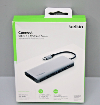 Belkin 7-in-1-Multiport-USB-C-Hub (mit 4K HDMI, USB-C, 2x USB-A, 3,5-mm-NEU