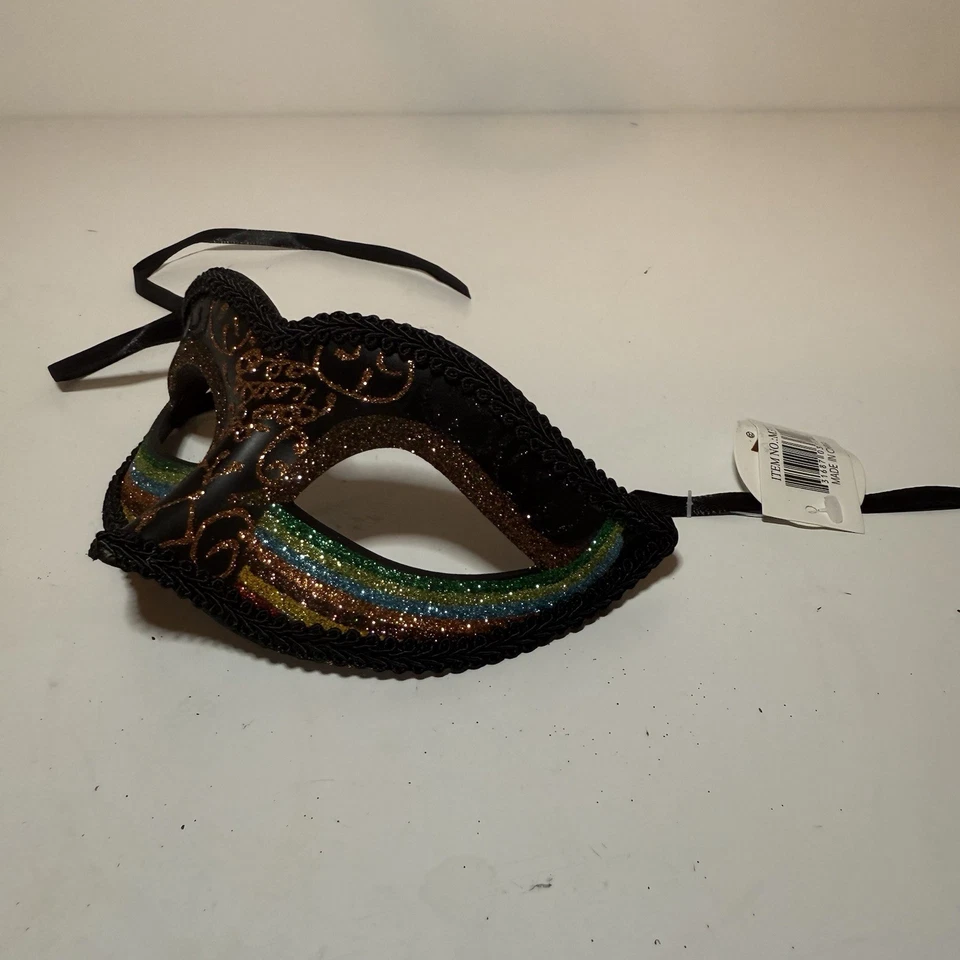 NWT Black Venetian Classic Masquerade Costume Eye Mask Prom Halloween Party - Image 2 of 4