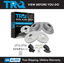 TRQ Front & Rear Semi-Metallic Brake Pad & Coated Rotor Kit LH & RH for Acura TL