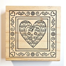 BOXED HEART Outlines Rubber Stamps Layerable Love Valentine's Day Special M000