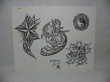 Vintage 1991 Apache Jil "Tribal orchid, star" tattoo flash.Great condition.