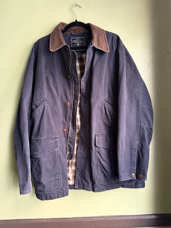 Куртка мужская American Eagle M синяя Chore Barn пальто фланелевая с подкладкой вельветовый воротник - Изображение 3 из 4
