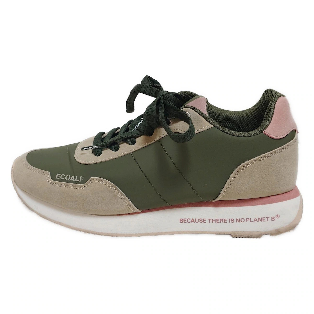Auténticas ECOALF - Zapatillas para mujer de cuero sintético de nailon rosa claro beige caqui