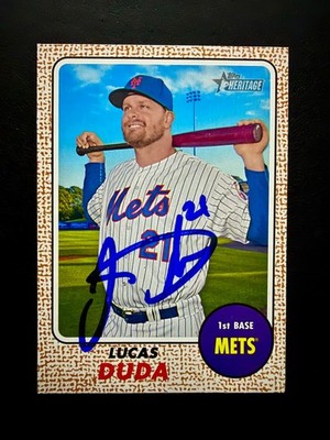 2017 Topps Heritage Lucas Duda Signed Card Auto New York Mets #46 MLB