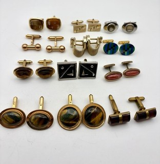 Vintage Cufflinks Lot 12Pr 3 Pr Gold Filled Krementz Hickok Swank #993F