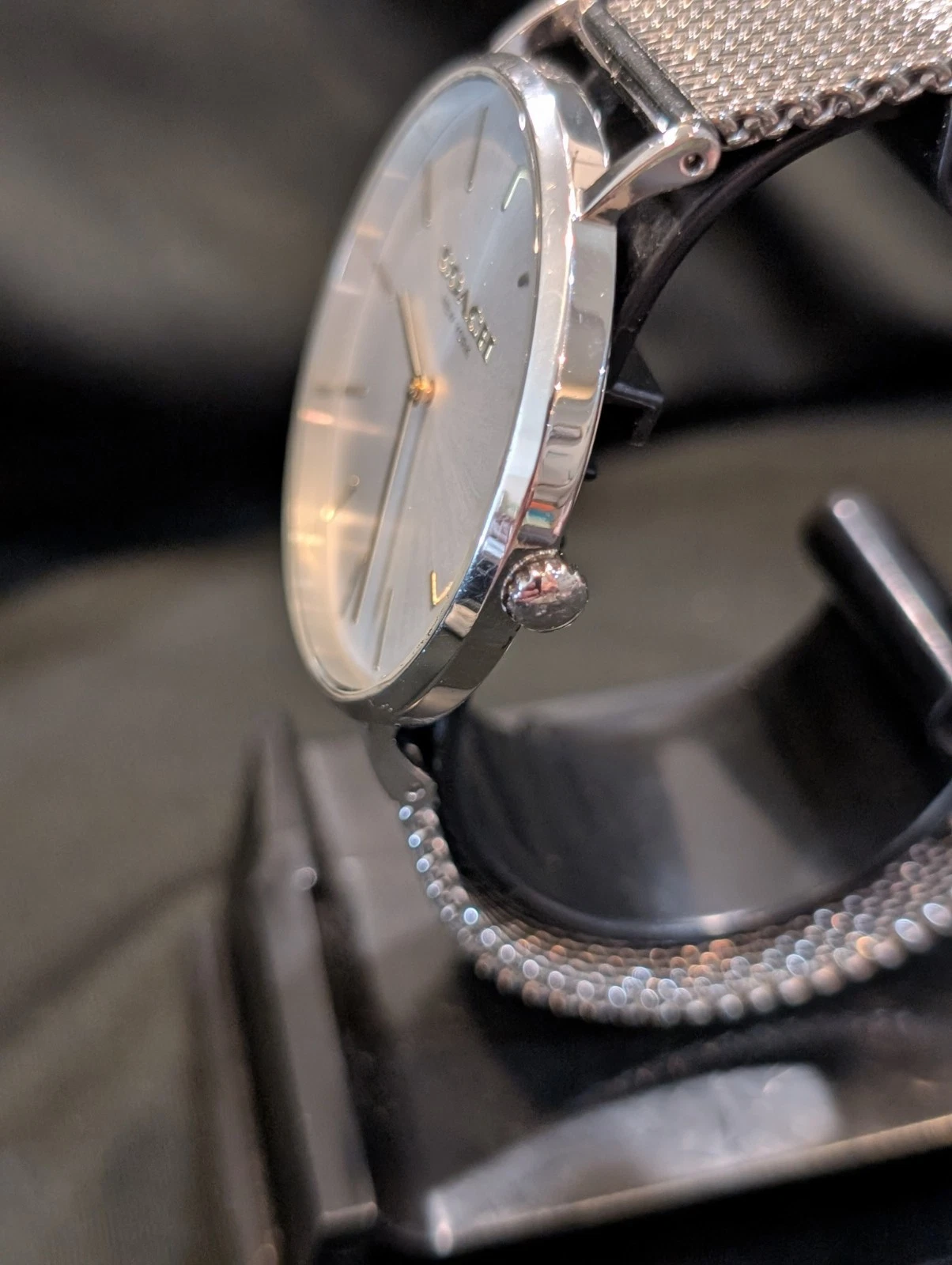 Orologio Coach Uomo 14602654 Elliot Quarzo Oro Argento Quadrante Bracciale Maglia 40mm