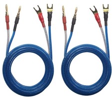 KK YB-ZB 1pair Set 4 Spade Plug  4 Banana Plug HiFi OFC Speaker Wire, Spade...