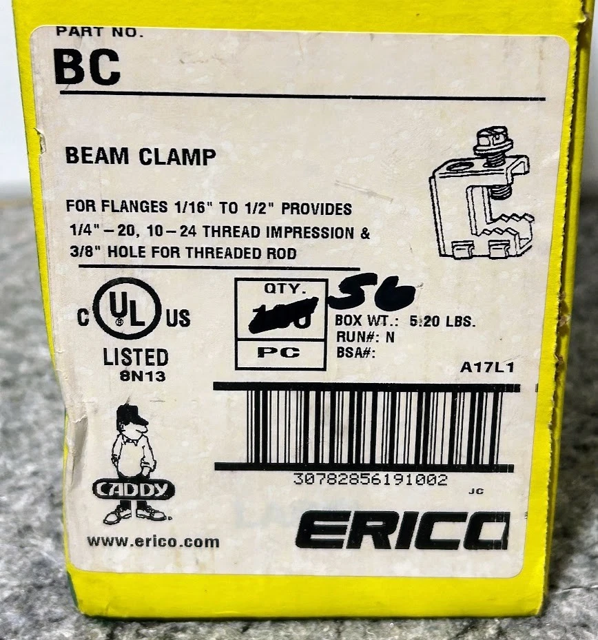 (57) Новый NVent Caddy луч зажимы для фланцев 1/16 «- 1/2» BC 3/8» резьбовой стержень - Изображение 4 из 4