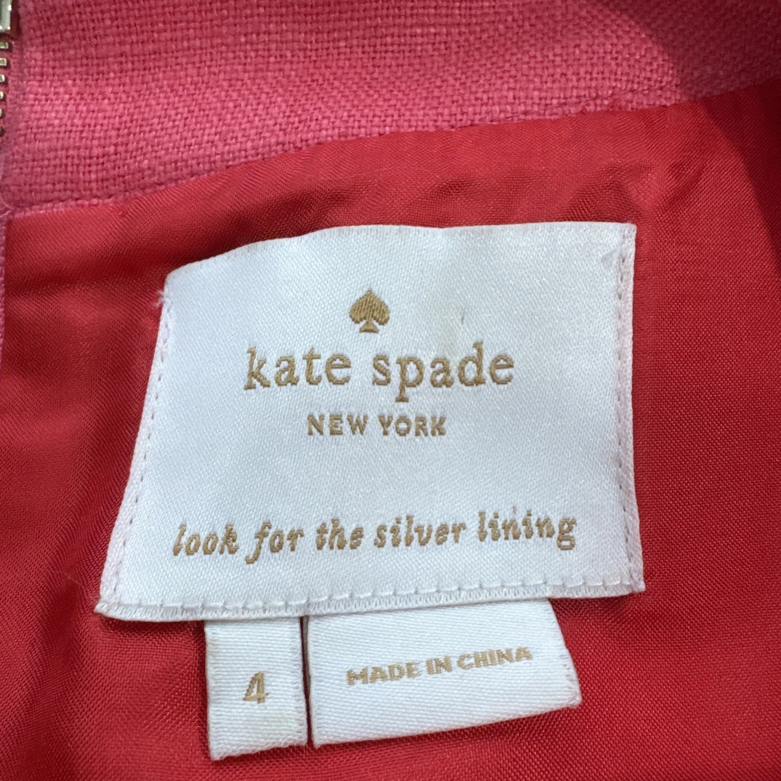 Abito Kate Spade Edith rosa impreziosito misto lino taglia 4